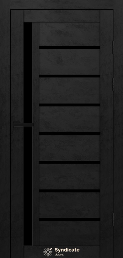 Двери Syndicat Doors PVC 101 Бетон чёрный чёрное стекло
